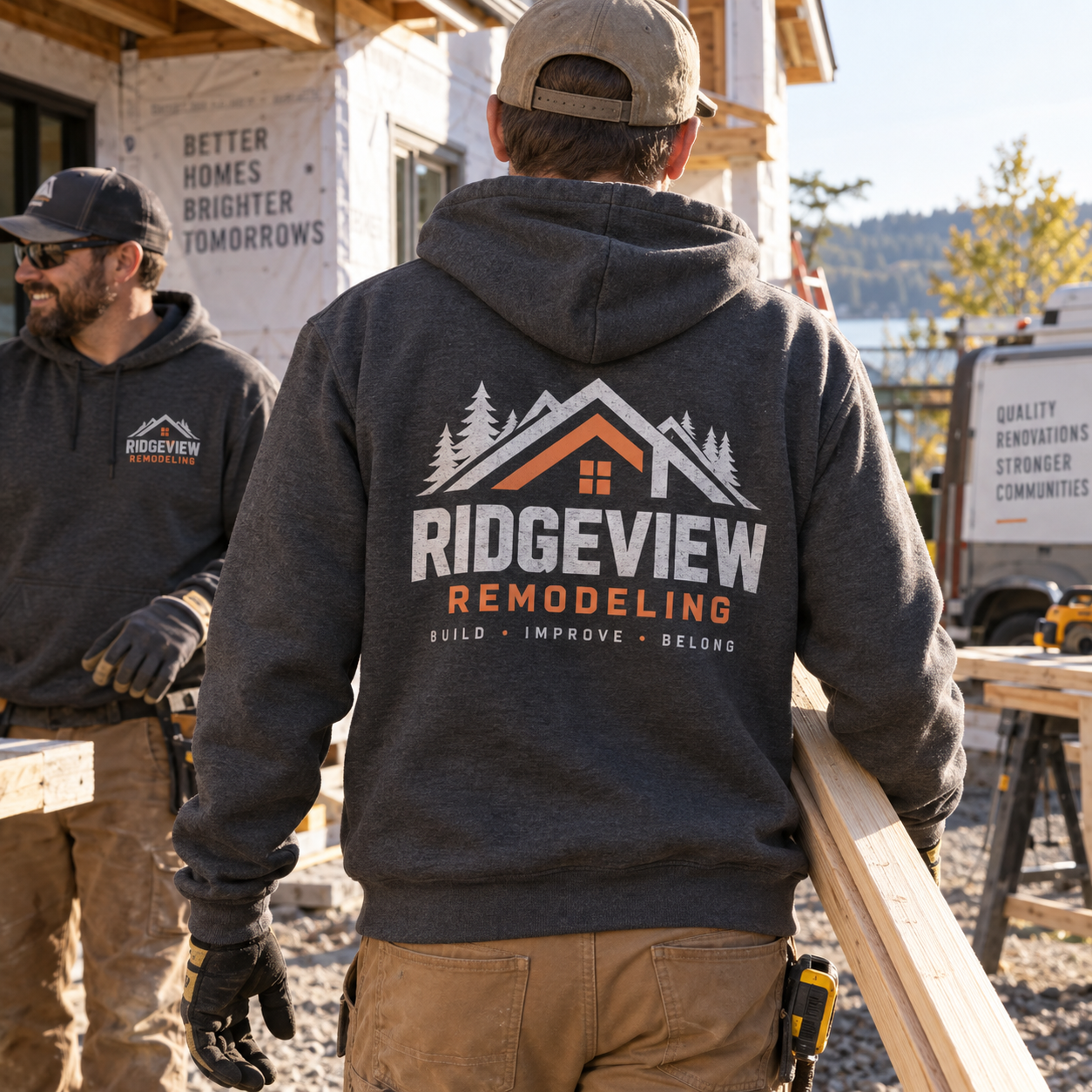 Custom Contractor Pullover Hoodie Gildan 18500 charcoal back