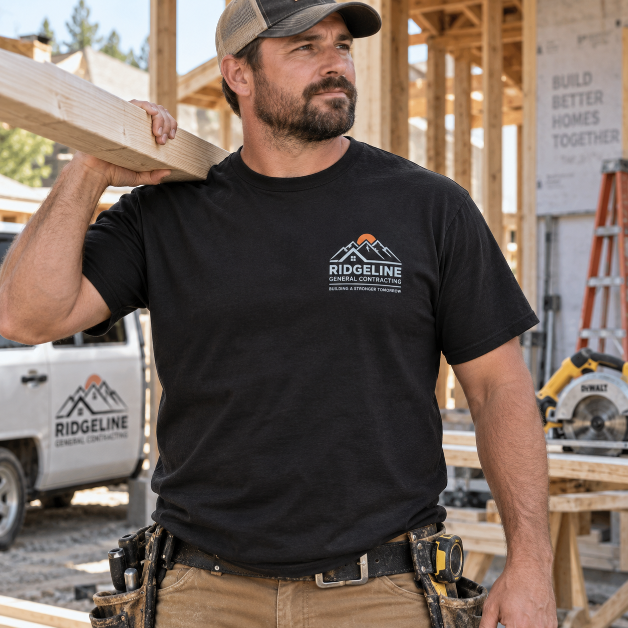 Custom Contractor T-Shirt Gildan 5000 black front