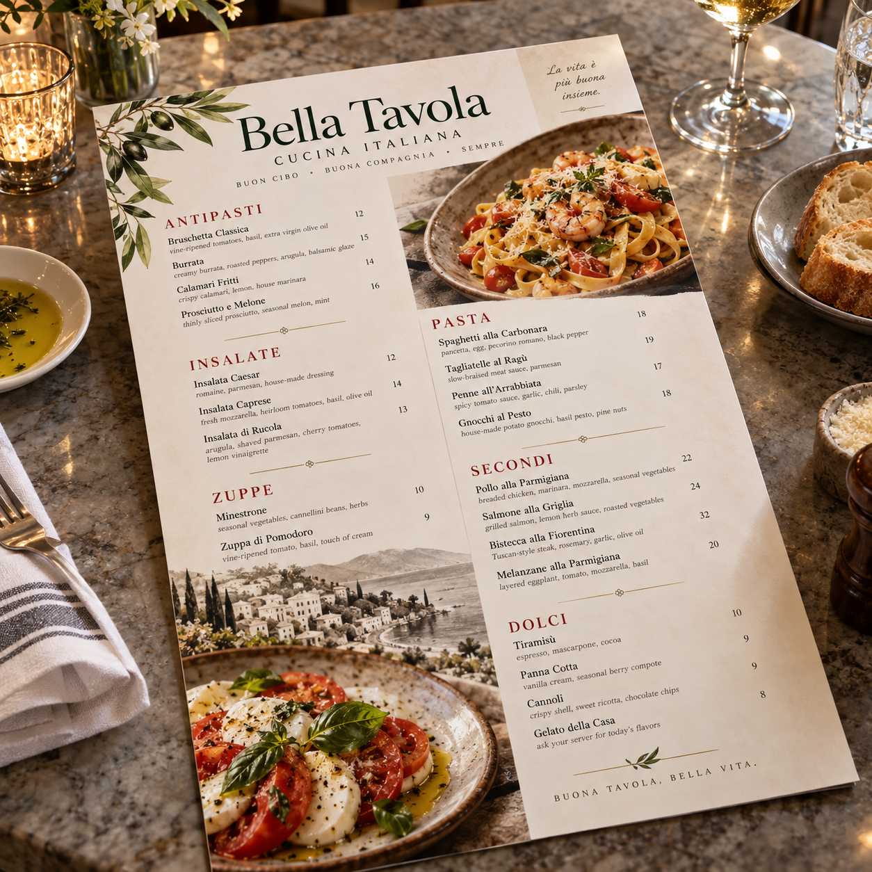 8.5x11 Restaurant Menus